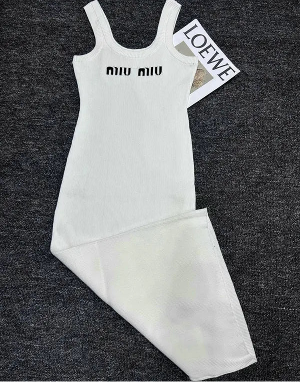 RIBBED LOGO MIDI TANK DRESS
