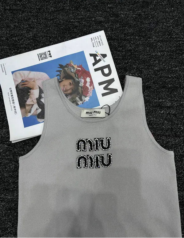 RIBBED LOGO KNIT TANK TOP