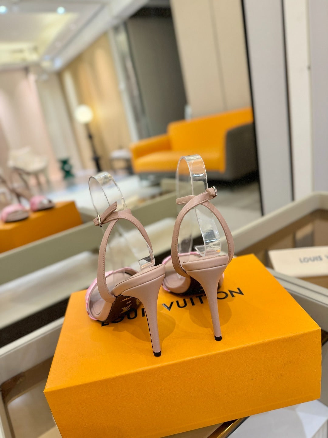 FLORAL PRINT STRAP STILETTO SANDALS – BLUSH PINK