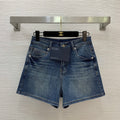BLUE DENIM SHORTS WITH FRONT DETAIL