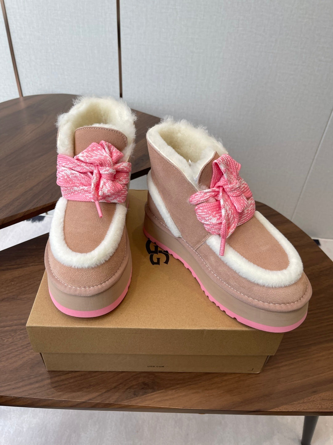 COZY PLATFORM ANKLE BOOTS – PINK