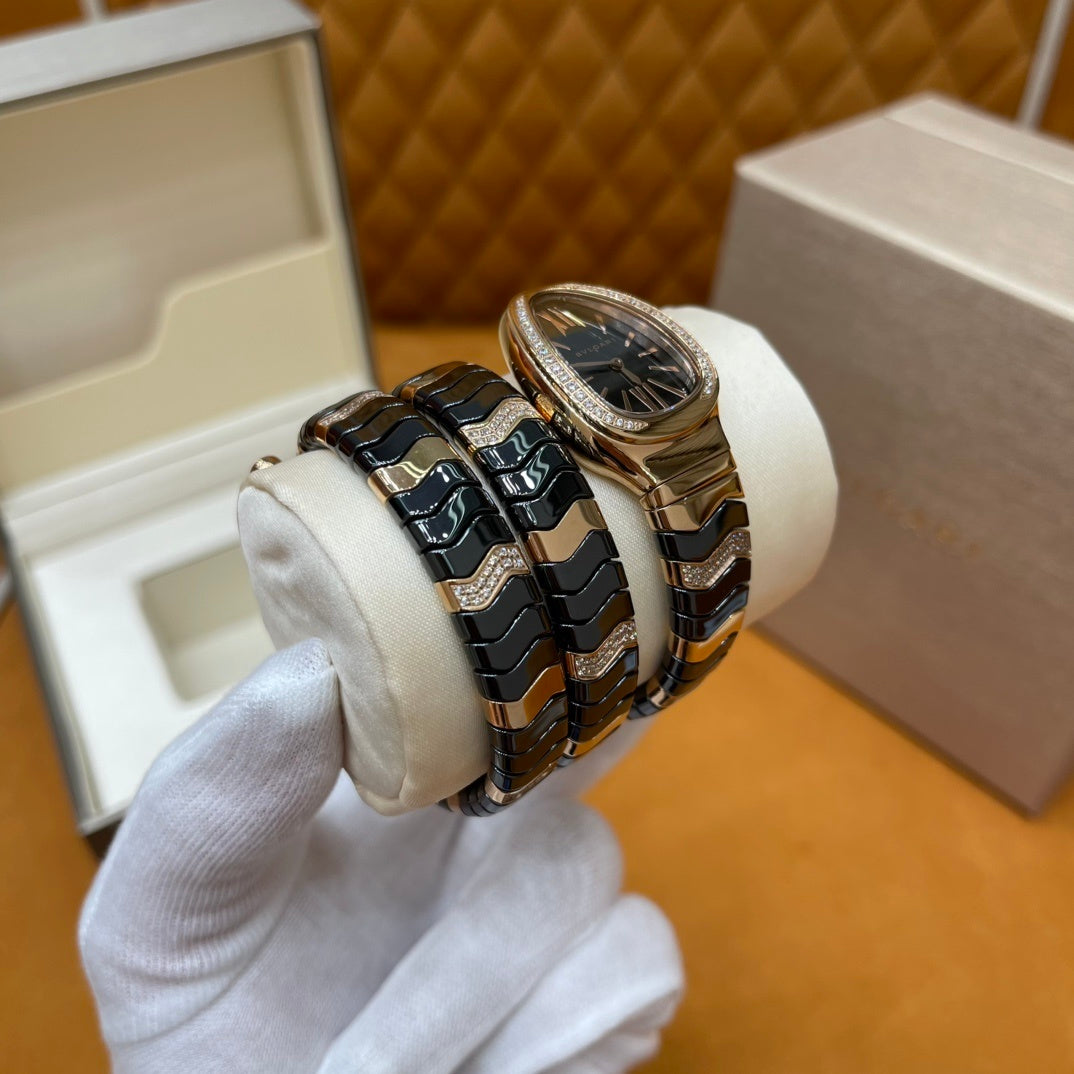 LUXURY SERPENT WATCH – GOLD & BLACK EDITION