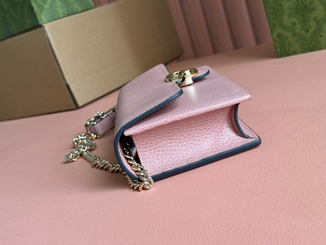 BLUSH PINK LEATHER CHAIN WALLET CROSSBODY BAG
