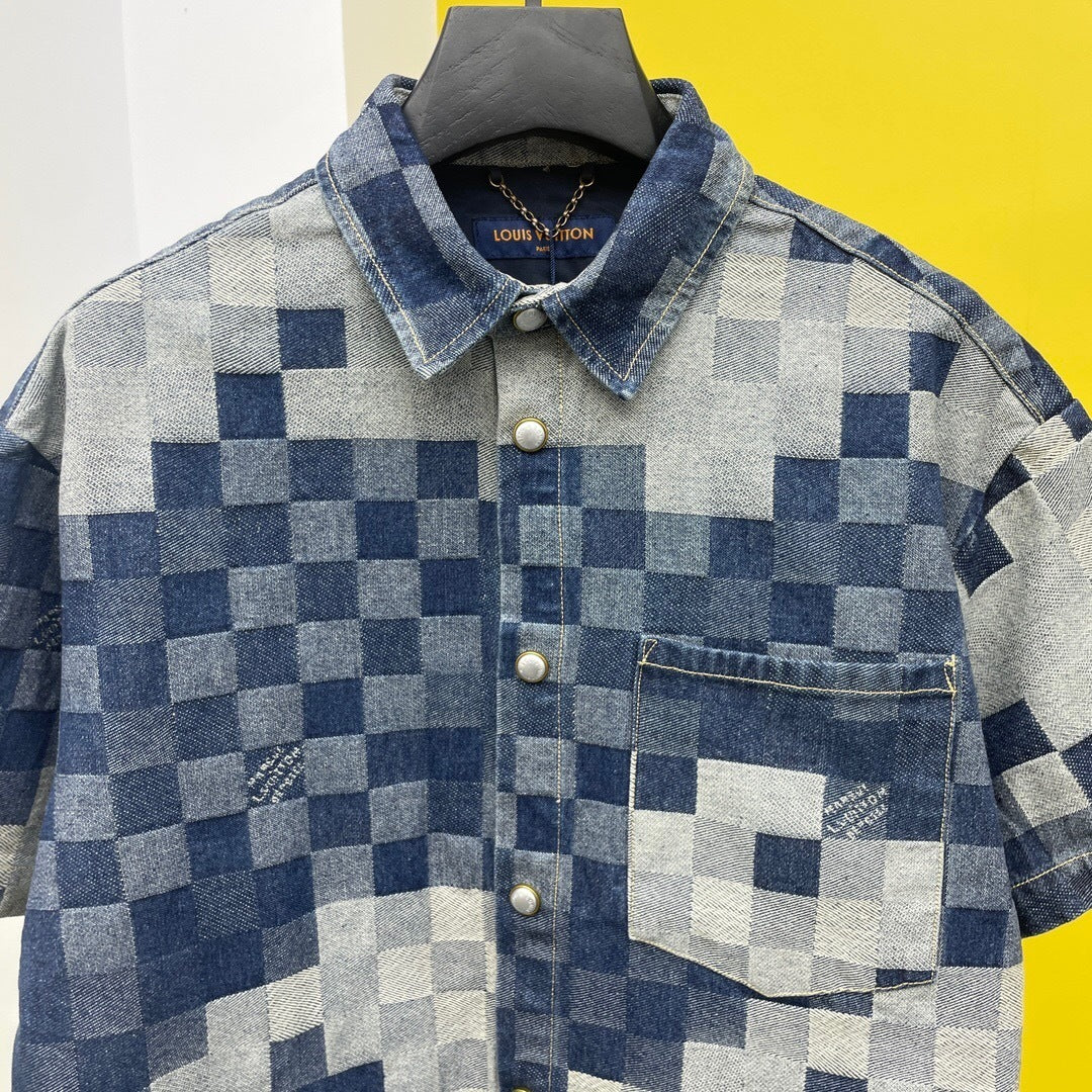PIXEL CHECK DENIM SET