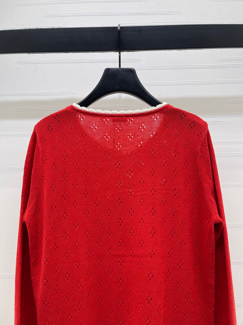 CONTRAST TRIM KNIT CARDIGAN