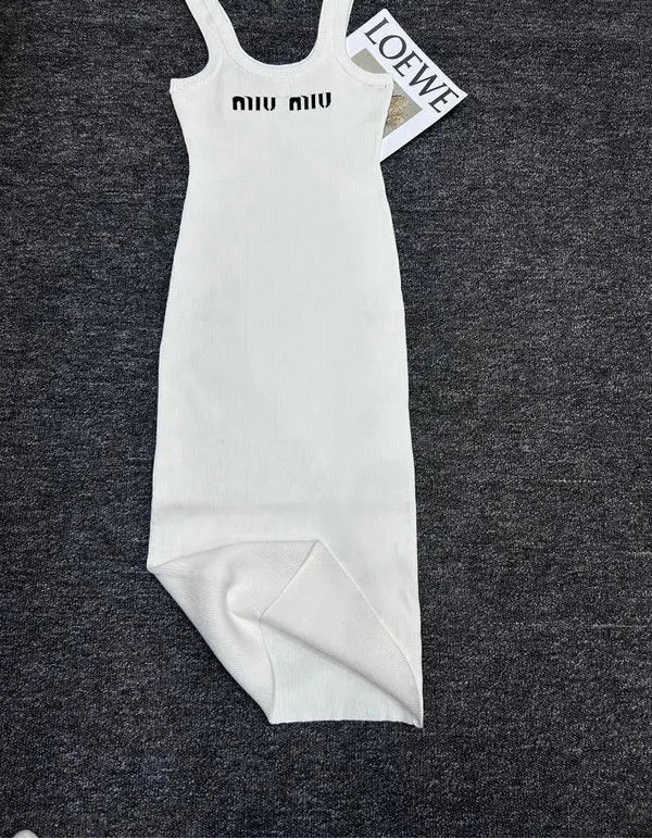 RIBBED LOGO MIDI TANK DRESS