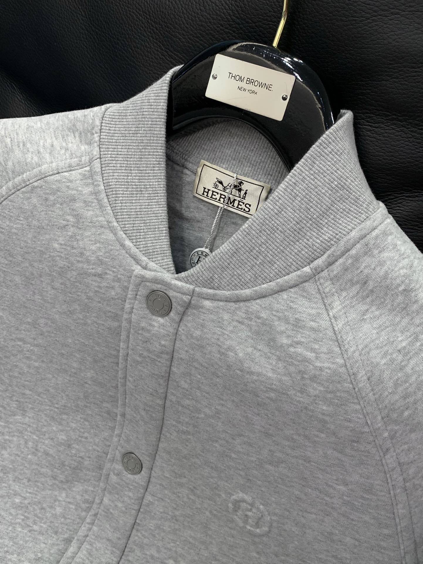 LIGHT GREY BUTTON FRONT SWEAT JACKET WITH ZIP POCKETS