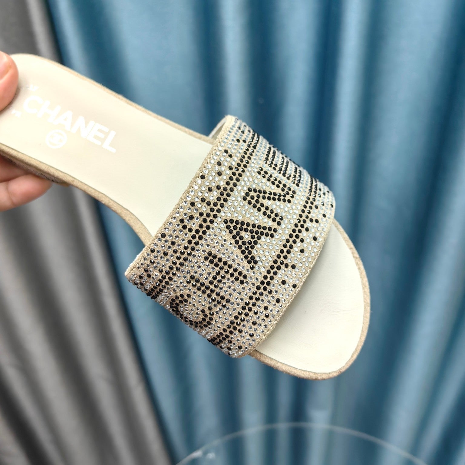 CRYSTAL SLIDE SANDALS