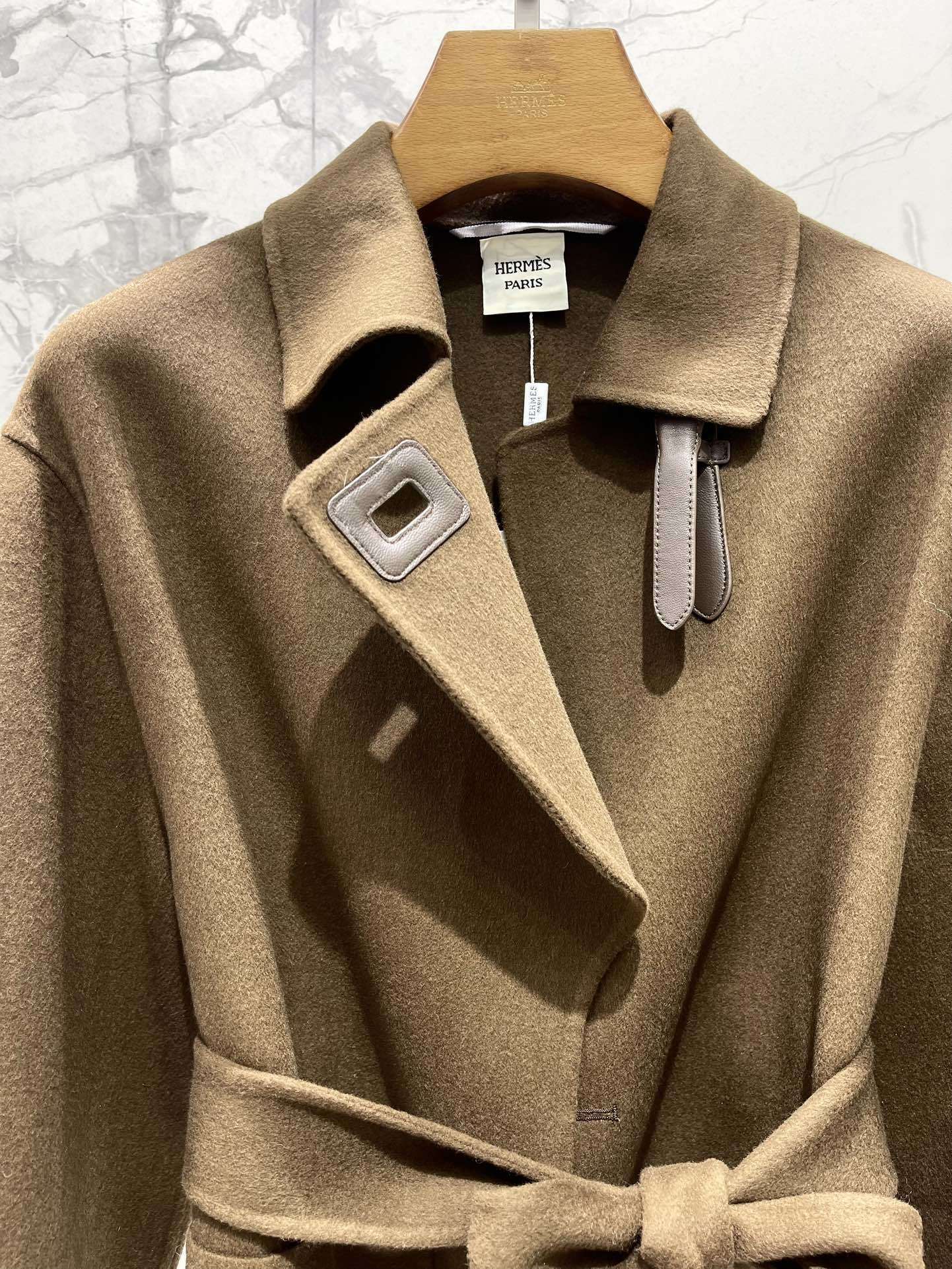 BELTED WOOL-BLEND COAT WITH ASYMMETRIC FRONT