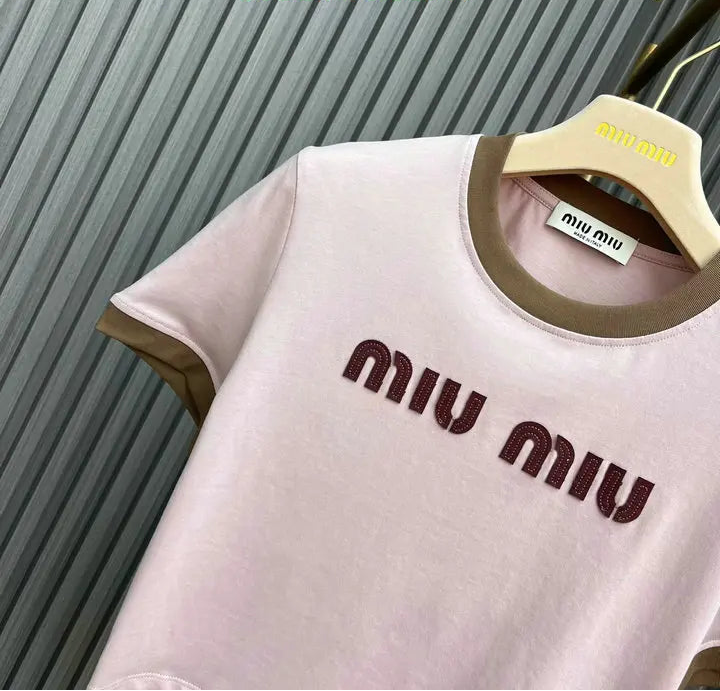 CONTRAST TRIM LOGO CROPPED T-SHIRT