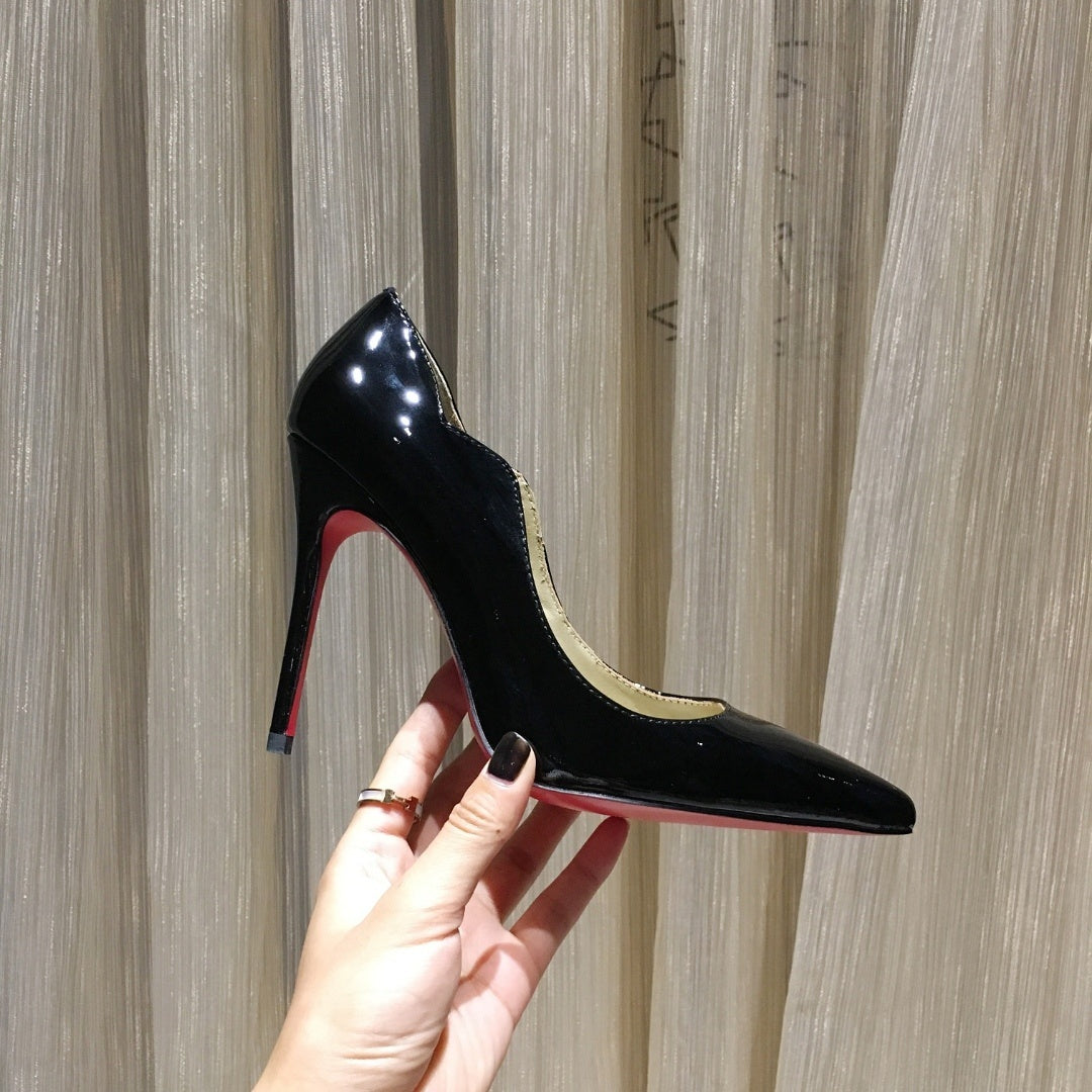 PATENT RED SOLE STILETTO PUMPS – CLASSIC BLACK