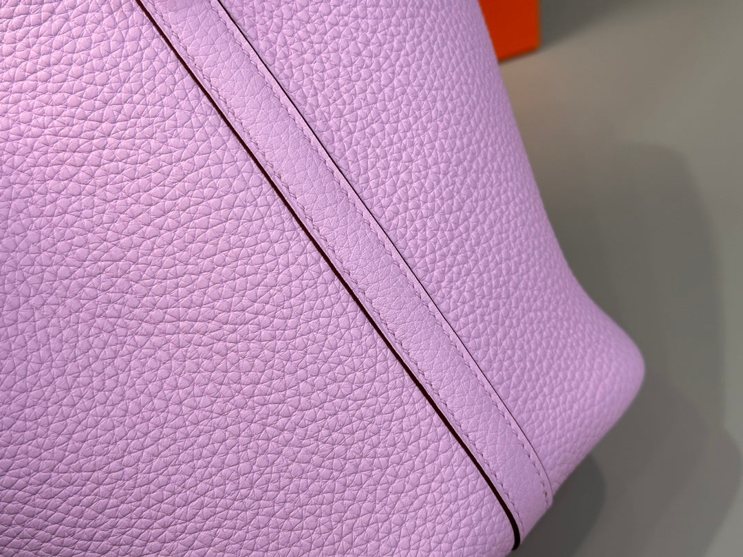 PASTEL PINK MINI PICOTIN STYLE TOP HANDLE BUCKET HANDBAG