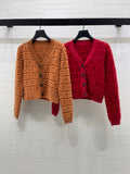 FUZZY KNIT V-NECK CARDIGAN