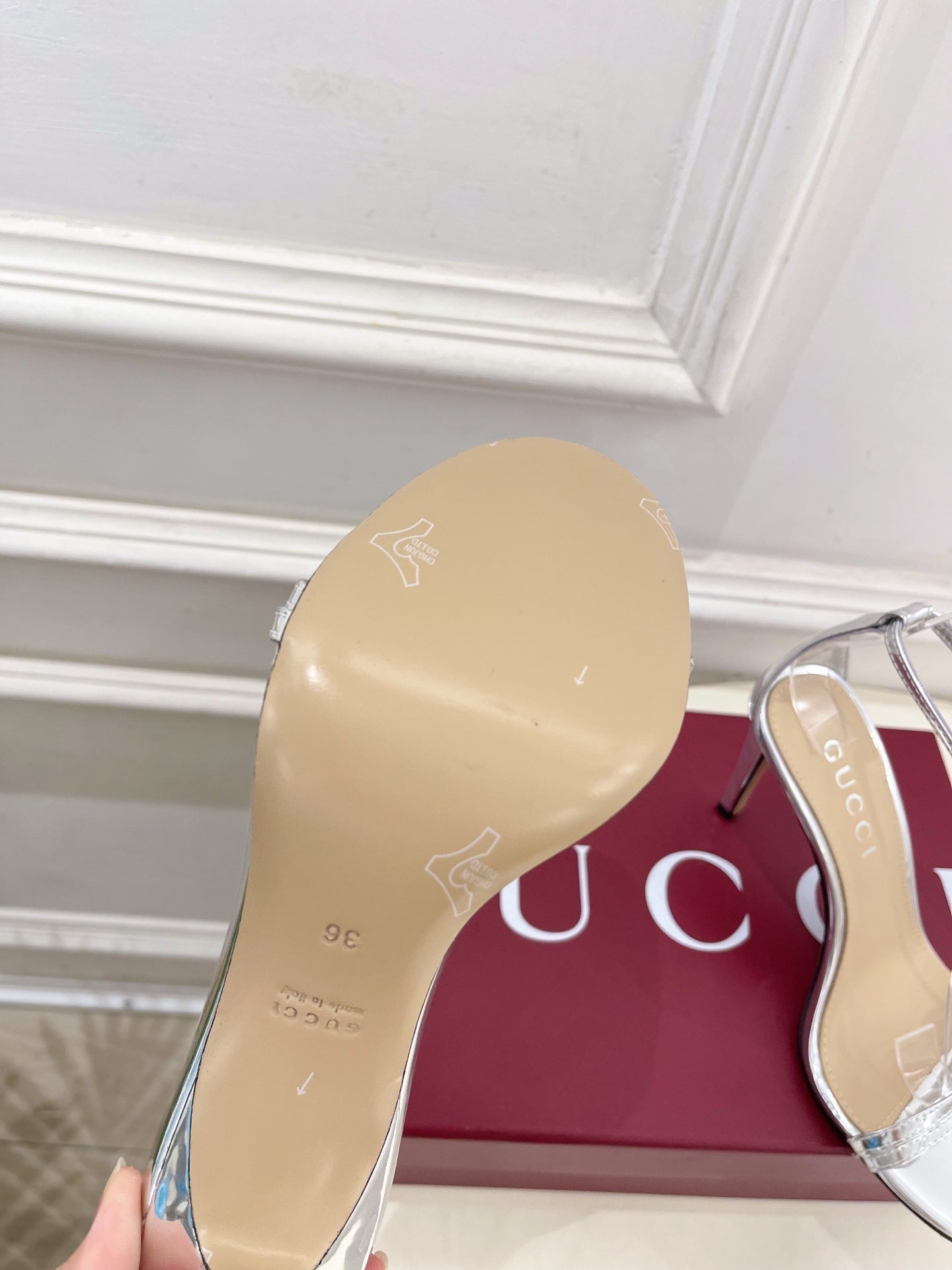 SILVER TRANSPARENT STRAPPY HEEL SANDALS