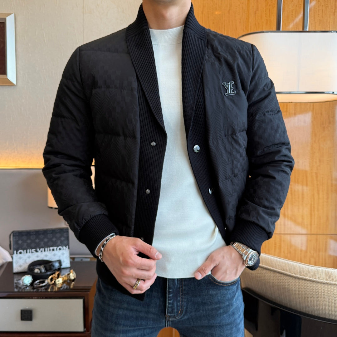 QUILTED KNIT-COLLAR PADDED JACKET