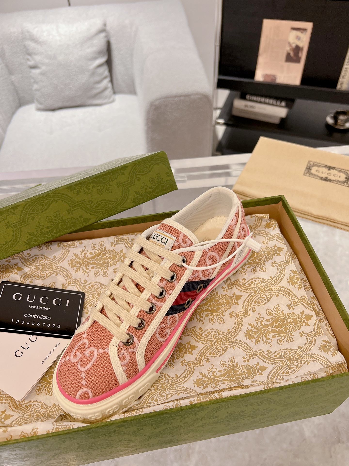 PINK MONOGRAM LOW-TOP SNEAKERS