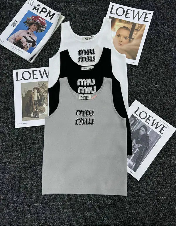 RIBBED LOGO KNIT TANK TOP