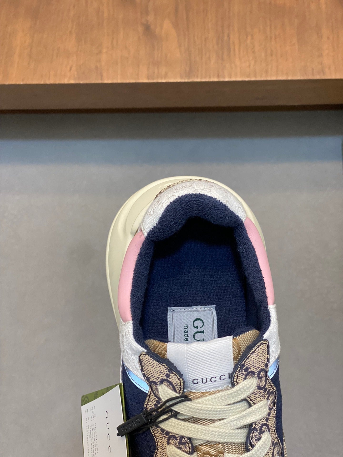 MONOGRAM PANEL CHUNKY SNEAKERS WITH PINK ACCENTS