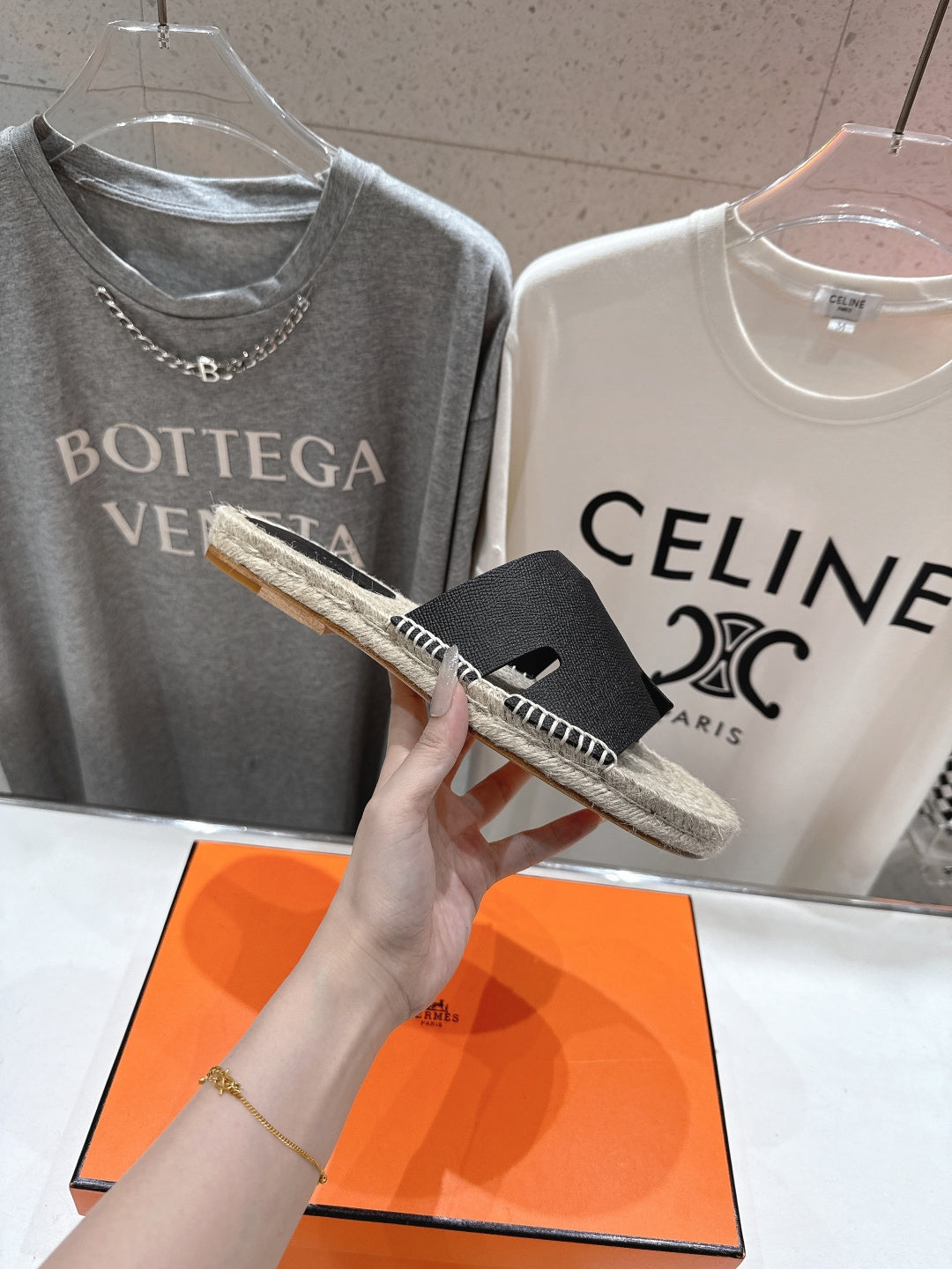 BLACK ESPADRILLE H-STYLE SANDALS