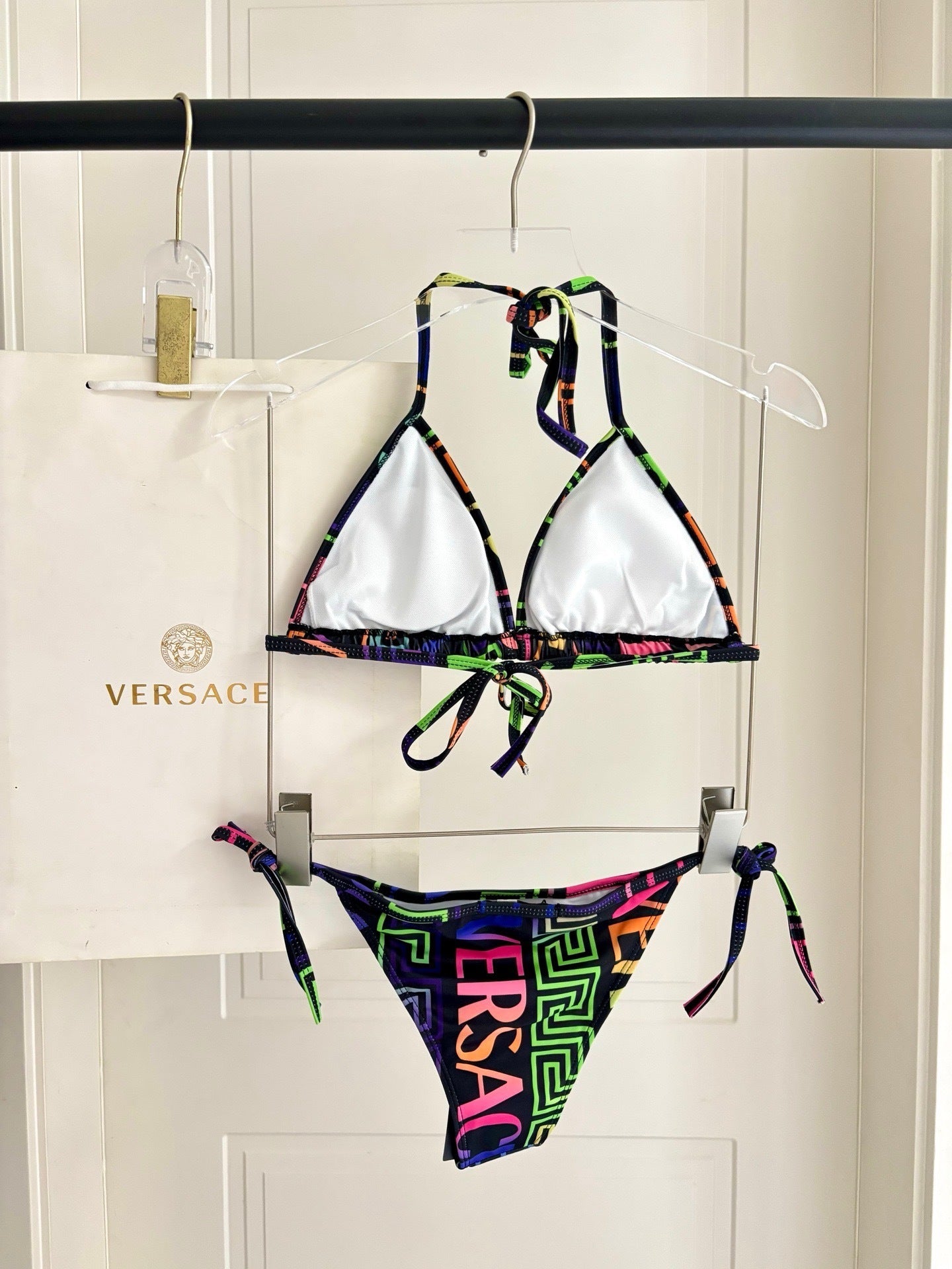 MULTICOLOR GEO PRINT STRING BIKINI SET