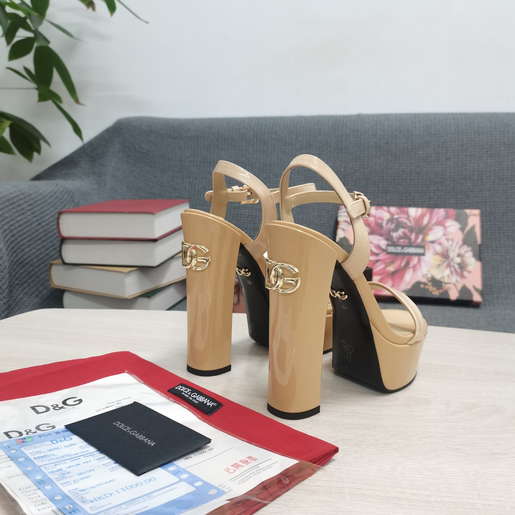 NUDE PATENT PLATFORM STRAPPY HEEL SANDALS