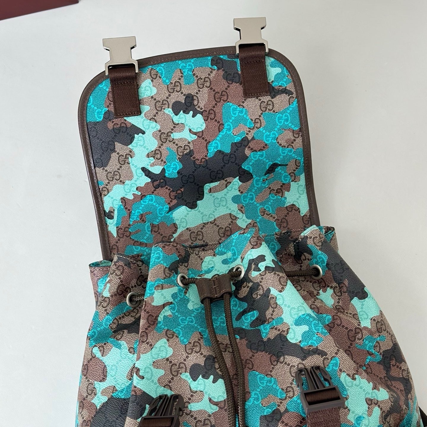 CAMOUFLAGE CANVAS BACKPACK – BLUE/TEAL