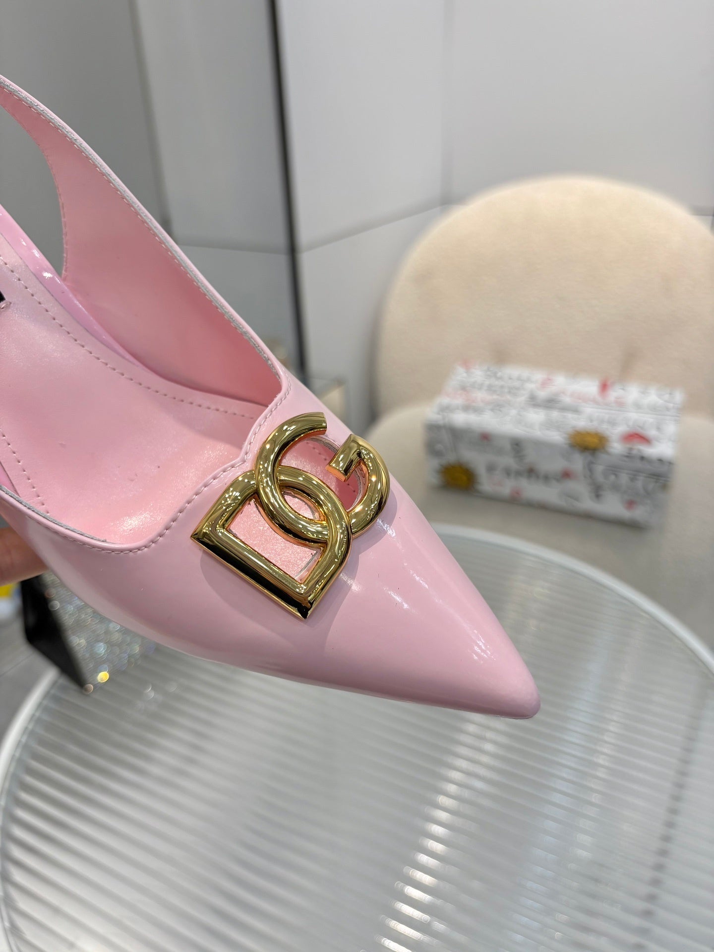 LOGO SLINGBACK HEELS – BLUSH PINK