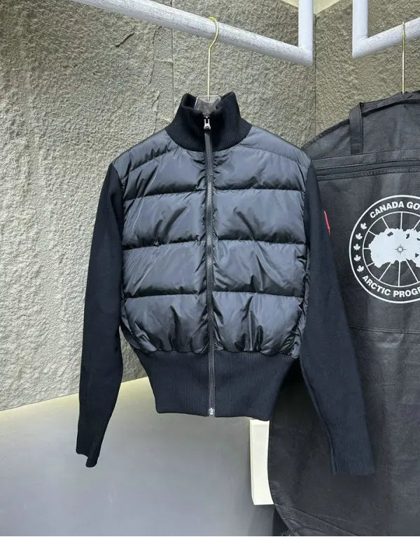 QUILTED PANEL ZIP KNIT JACKET