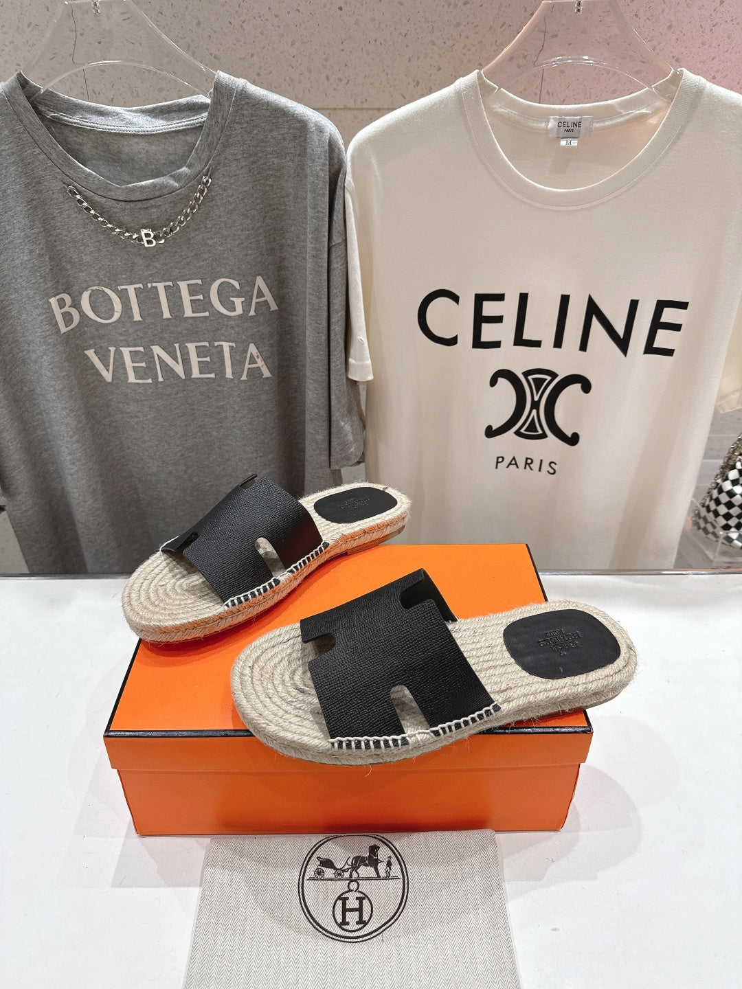 BLACK ESPADRILLE H-STYLE SANDALS