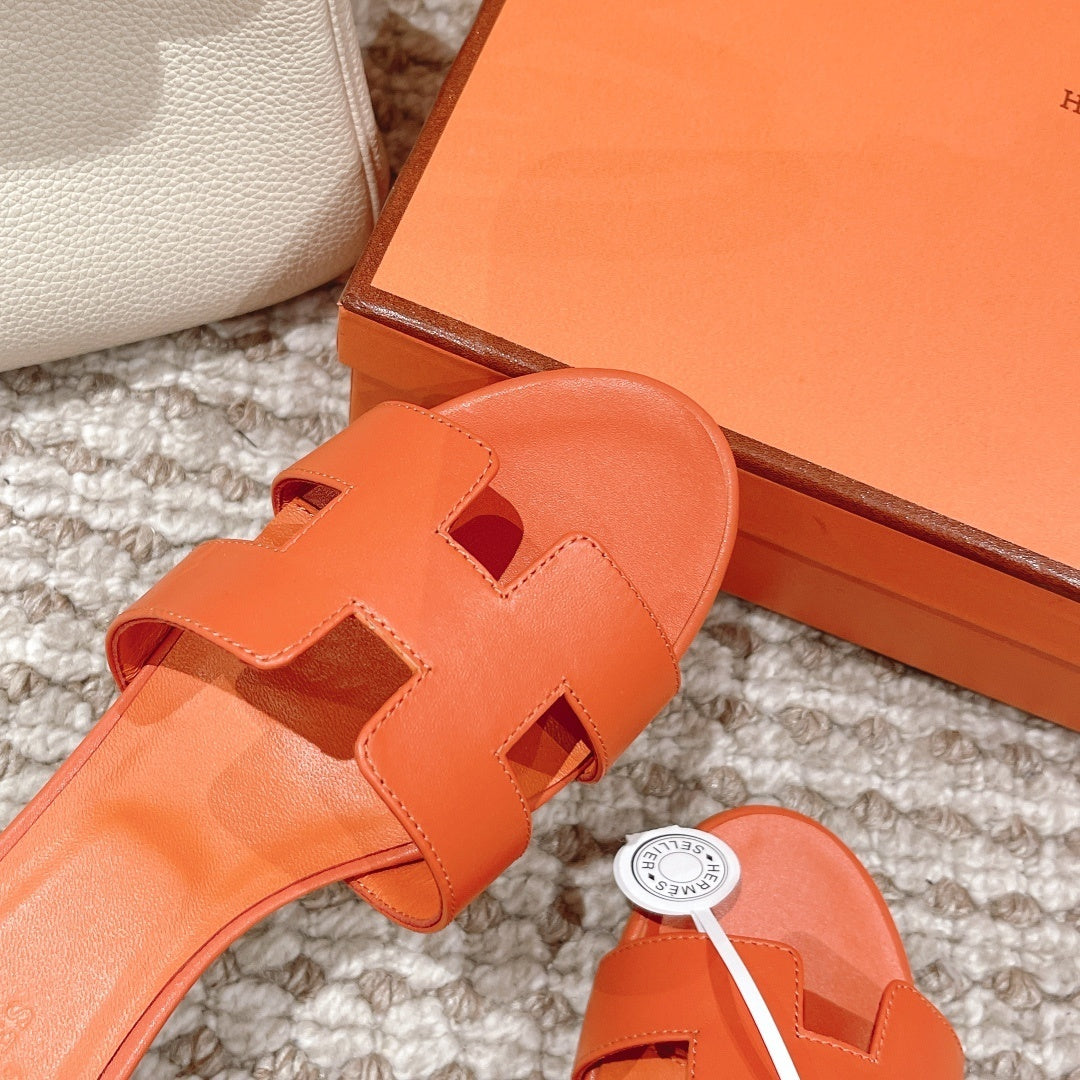 ORANGE BLOCK HEEL SANDALS