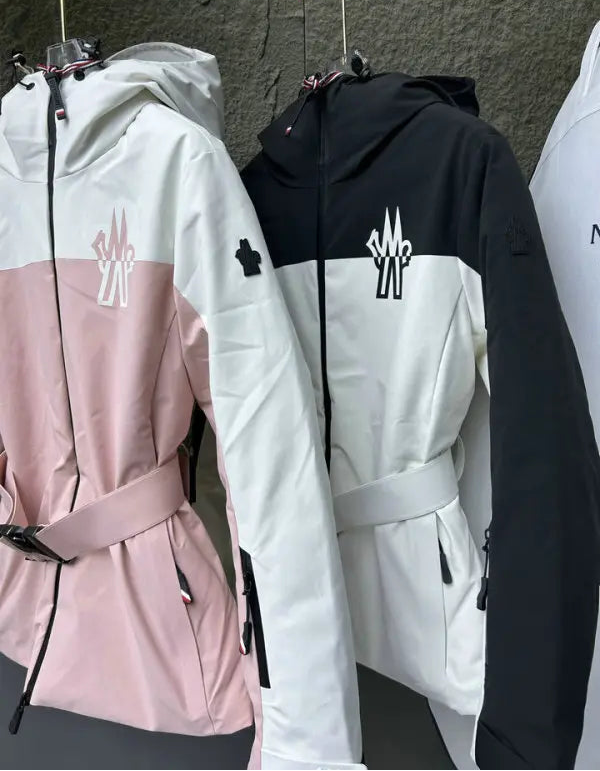 BELTED COLORBLOCK HOODED PERFORMANCE JACKET