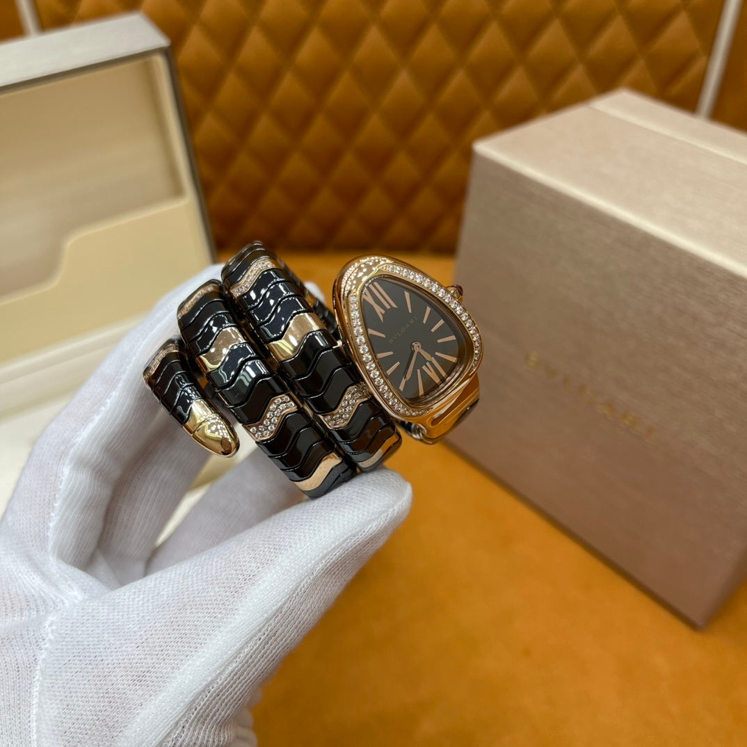 LUXURY SERPENT WATCH – GOLD & BLACK EDITION