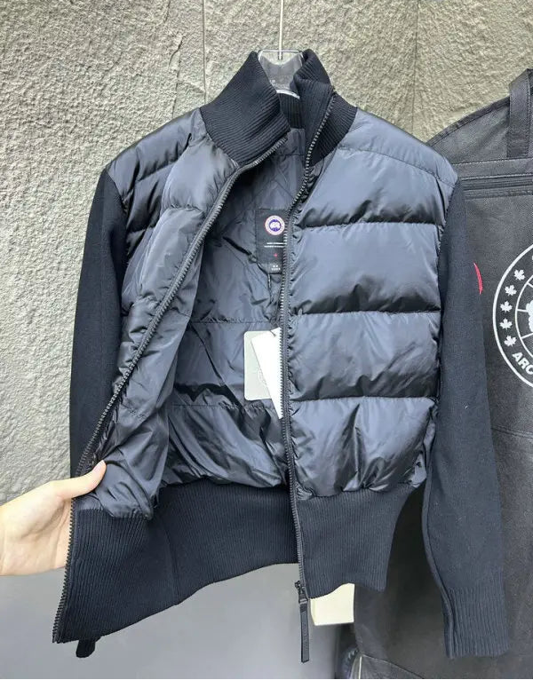 QUILTED PANEL ZIP KNIT JACKET