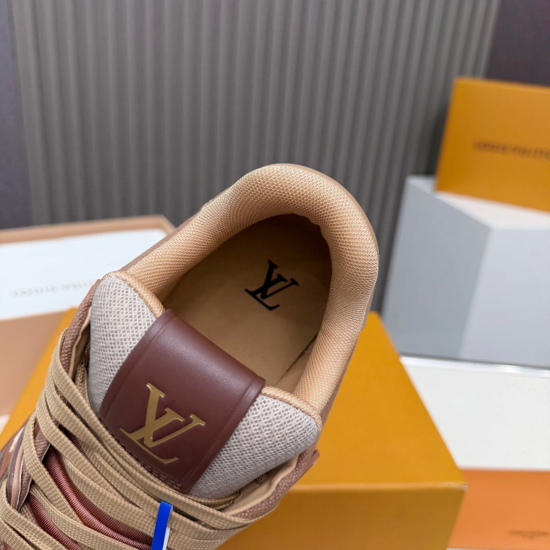 BROWN & TAN LOW-TOP CASUAL SNEAKERS