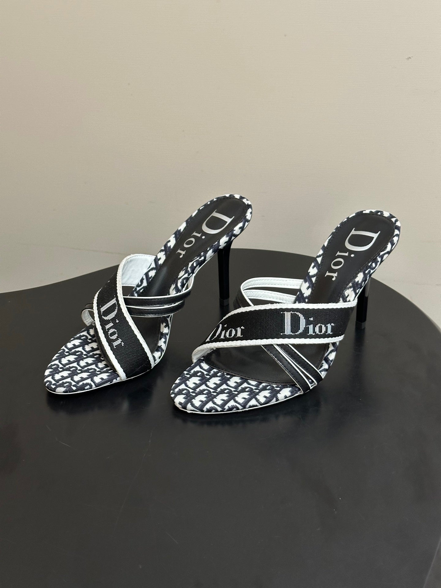 MONOGRAM CANVAS LOGO STRAP HEEL SANDALS