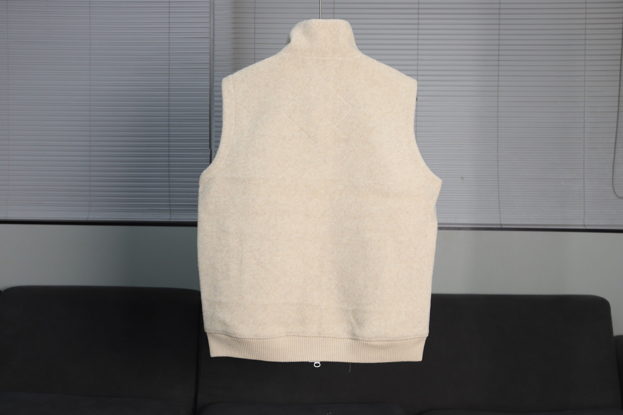 BEIGE ZIP-UP WOOL BLEND VEST