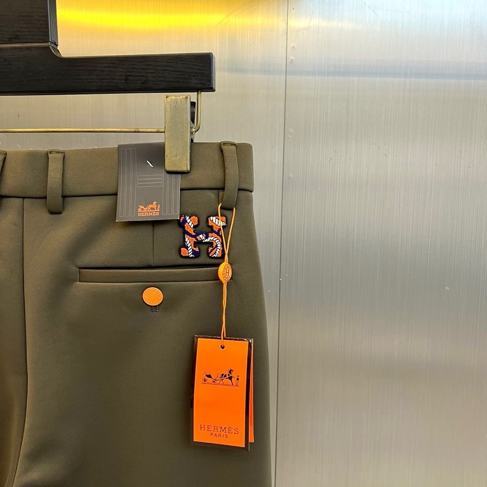 SLIM FIT OLIVE TAILORED TROUSERS