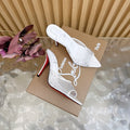 WHITE RHINESTONE MULE HEELS