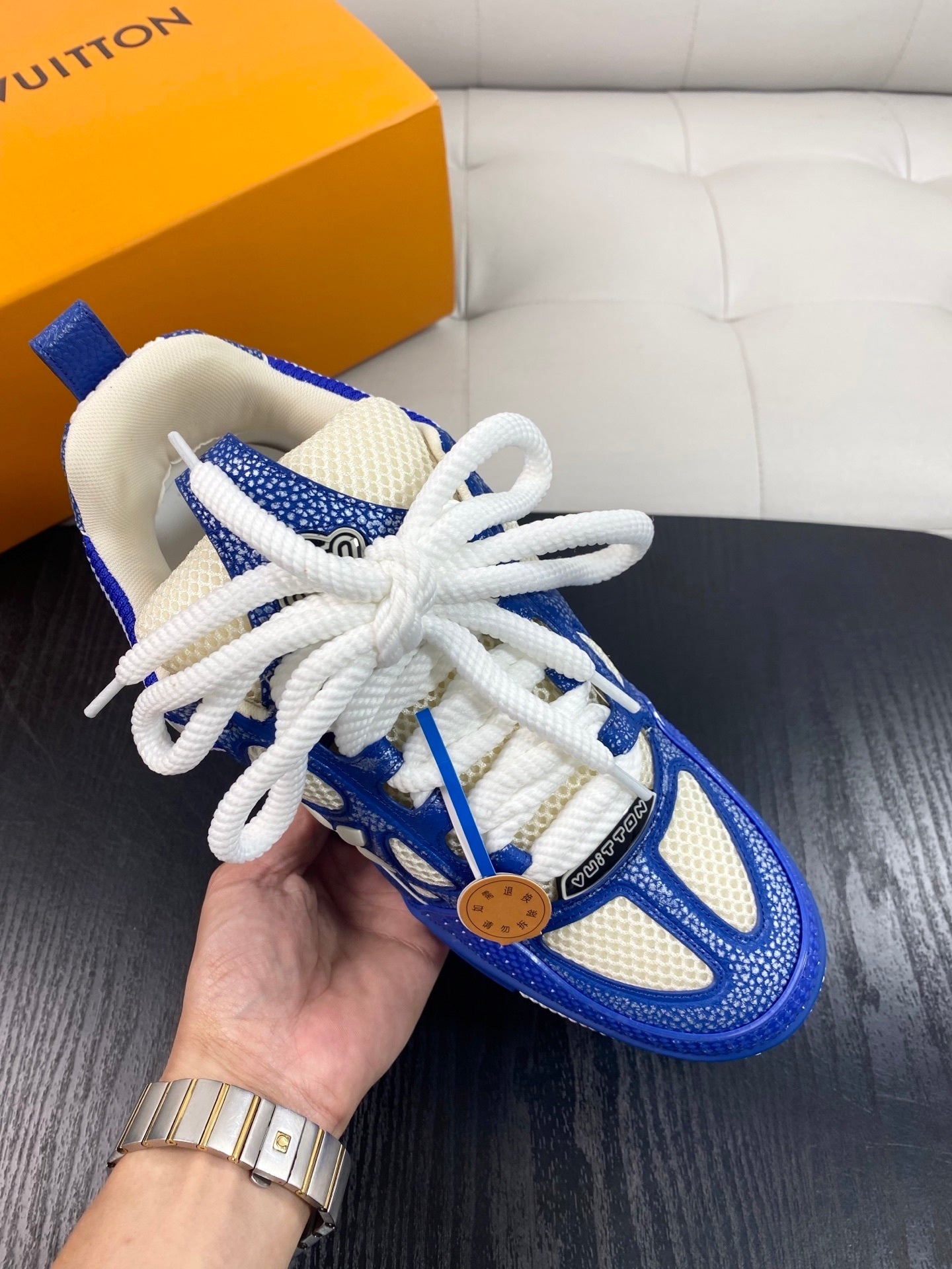 BLUE & CREAM CHUNKY SNEAKERS