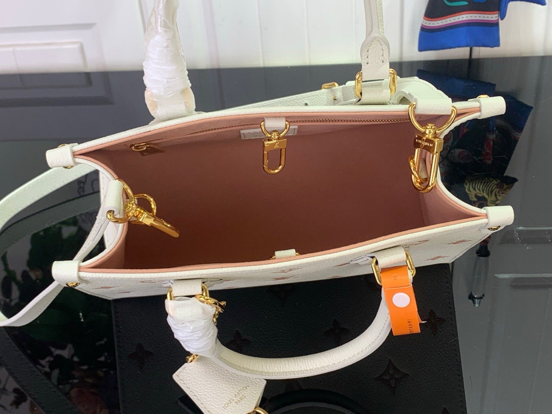 MONOGRAM DETAIL TOP HANDLE BAG