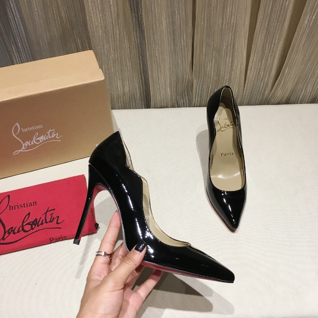 PATENT RED SOLE STILETTO PUMPS – CLASSIC BLACK