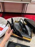 BLACK PATENT SLINGBACK HEELS