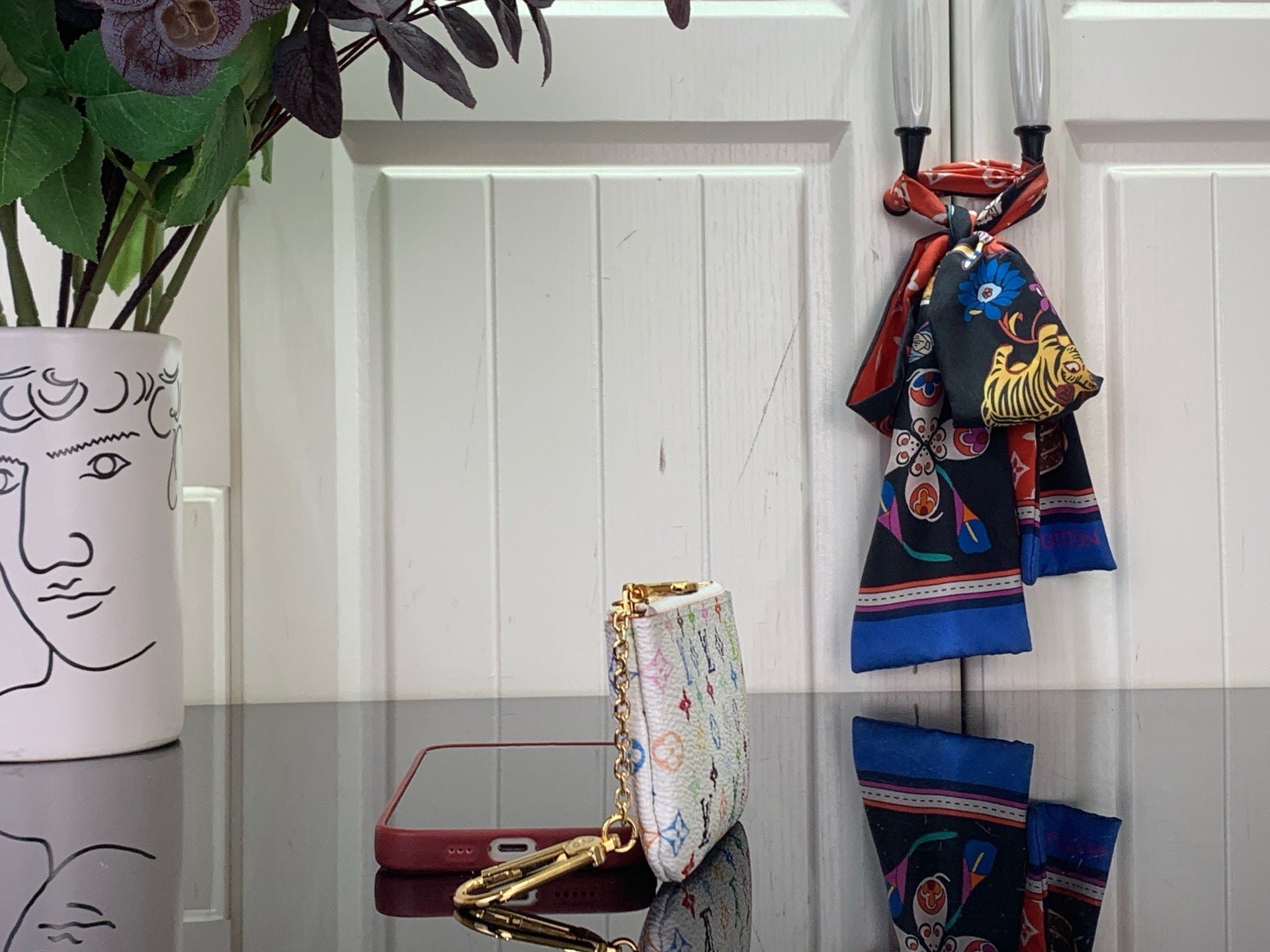 MULTICOLOR MONOGRAM MINI ZIP POUCH