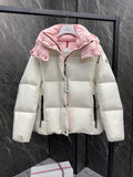 TWO-TONE HOODED QUILTED PUFFER JACKET