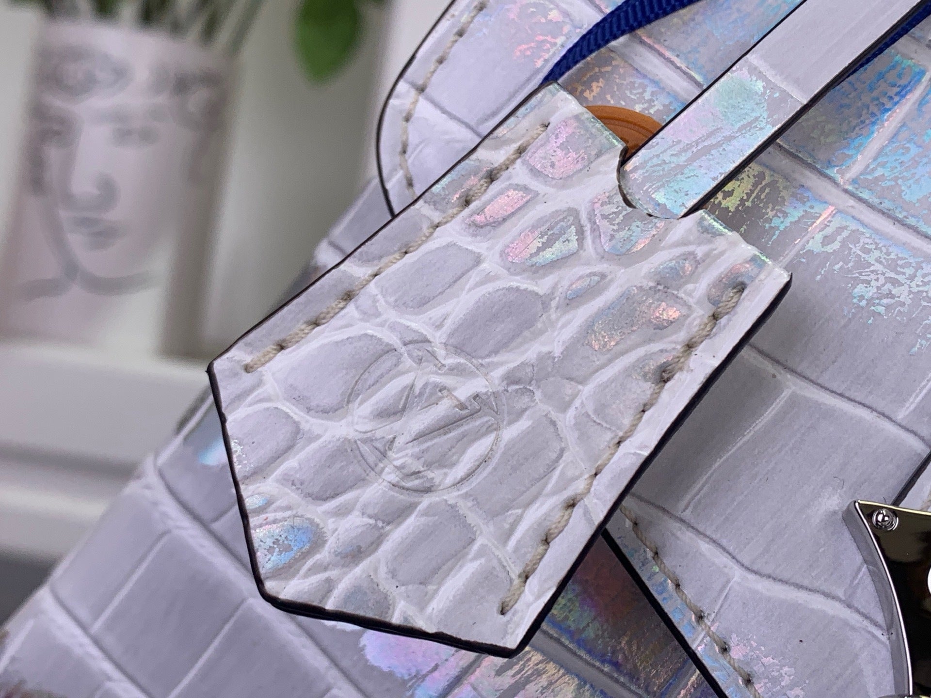 IRIDESCENT EMBOSSED TOP-HANDLE BAG