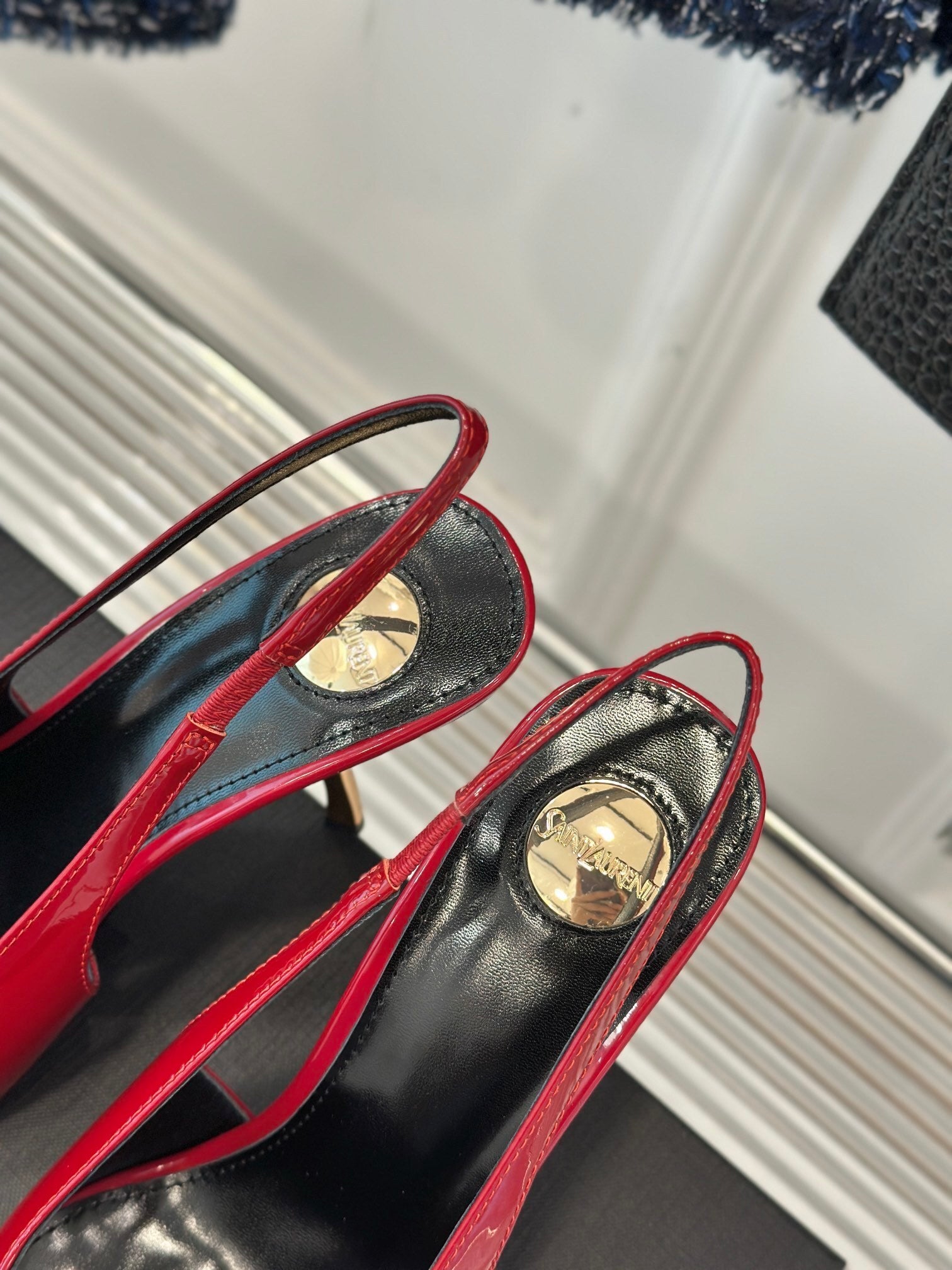 RED PATENT SLINGBACK HEELS