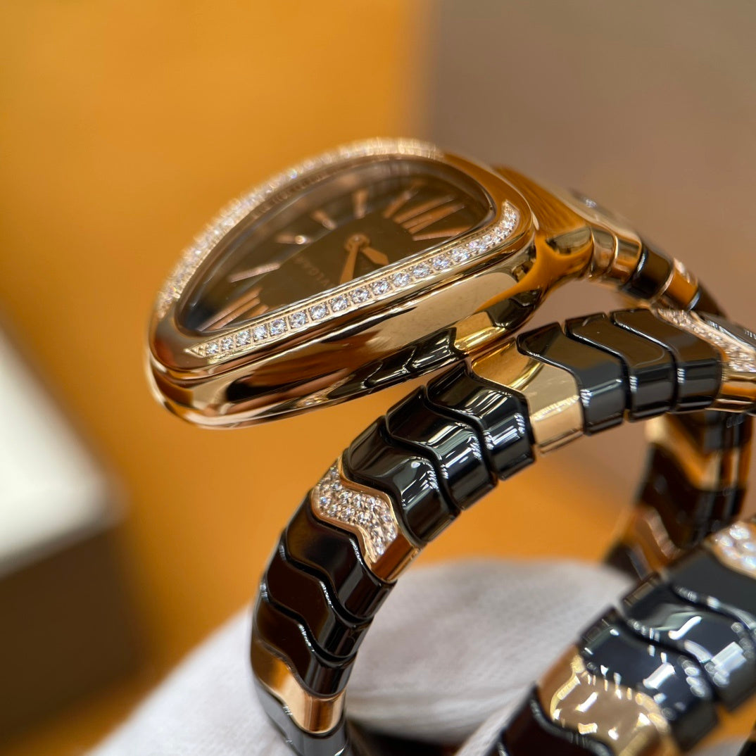 LUXURY SERPENT WATCH – GOLD & BLACK EDITION