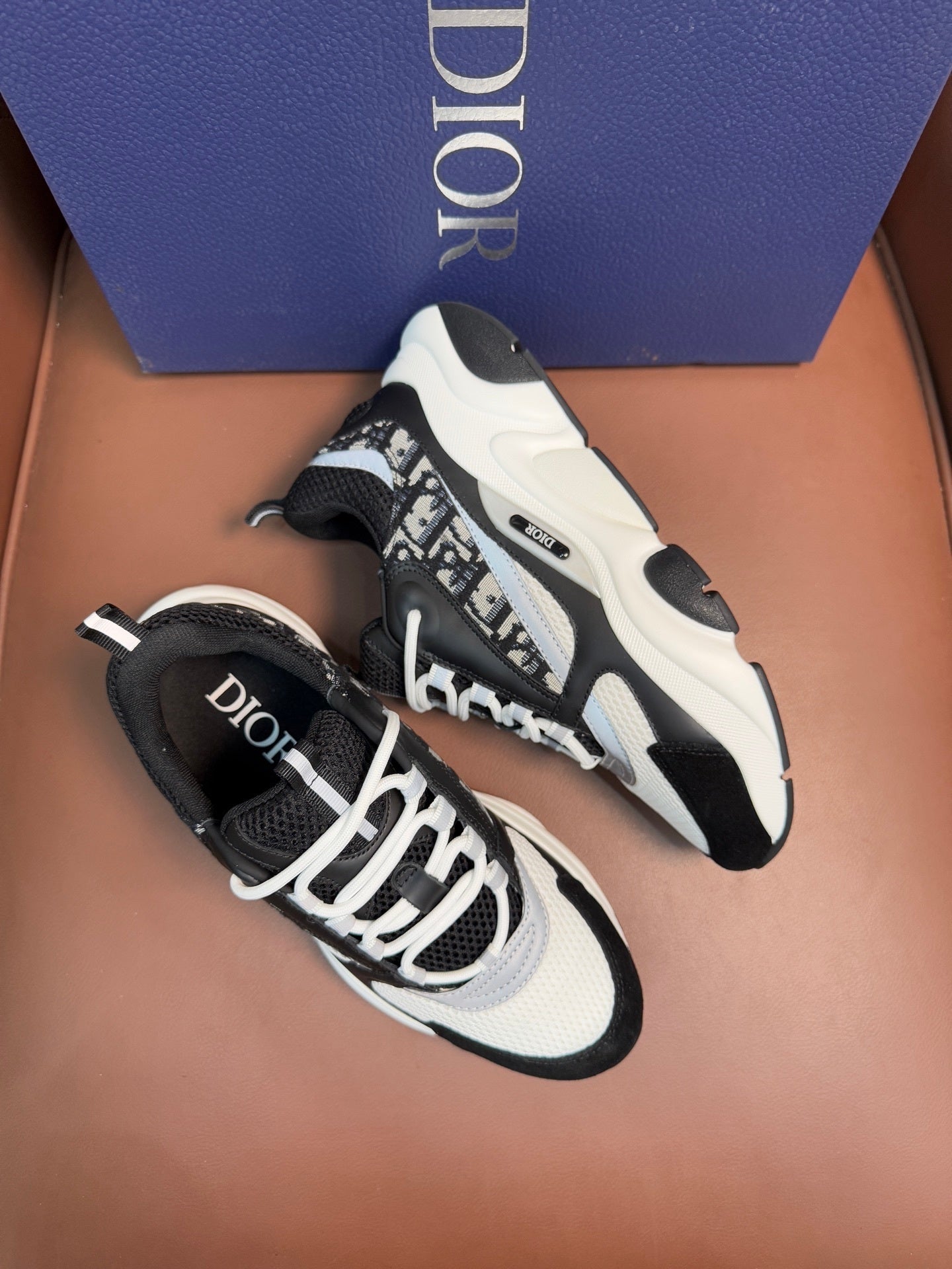 BLACK & WHITE MONOGRAM CHUNKY DESIGNER SNEAKERS