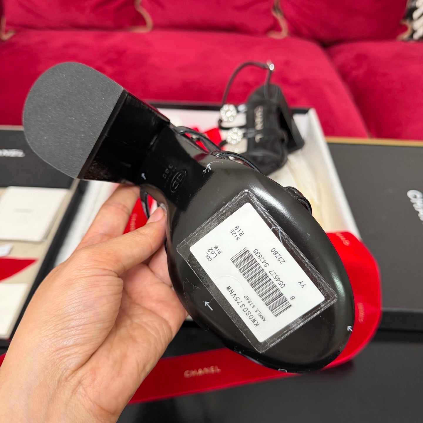 PEARL EMBELLISHED QUILTED STRAP HEELS