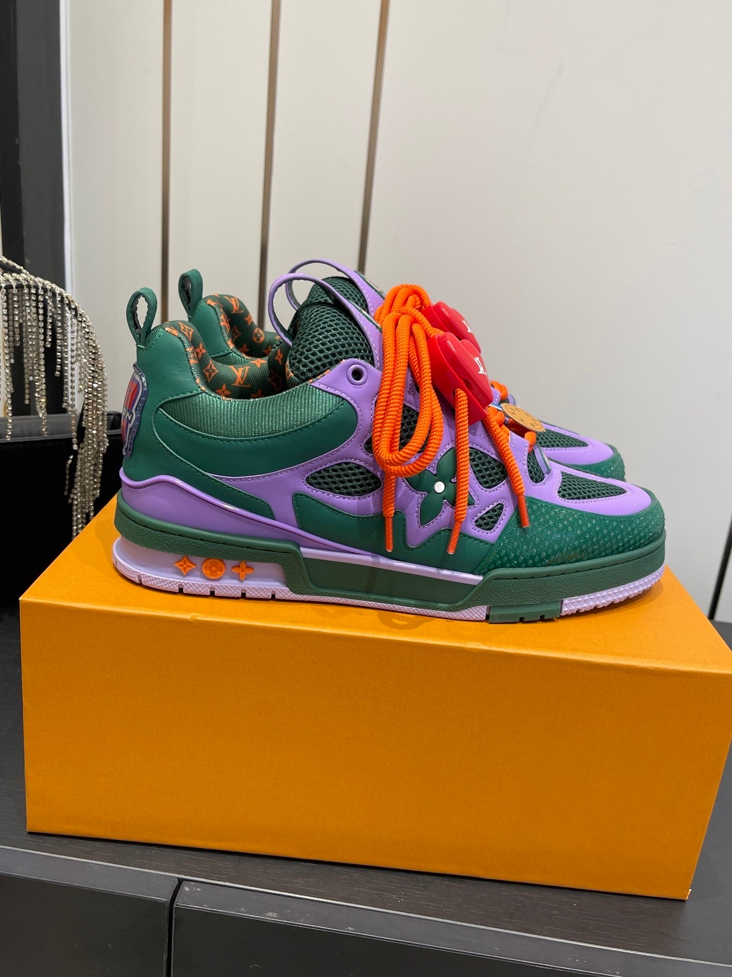 BOLD COLORBLOCK SNEAKERS WITH OVERSIZED LACES AND CHARM DETAIL